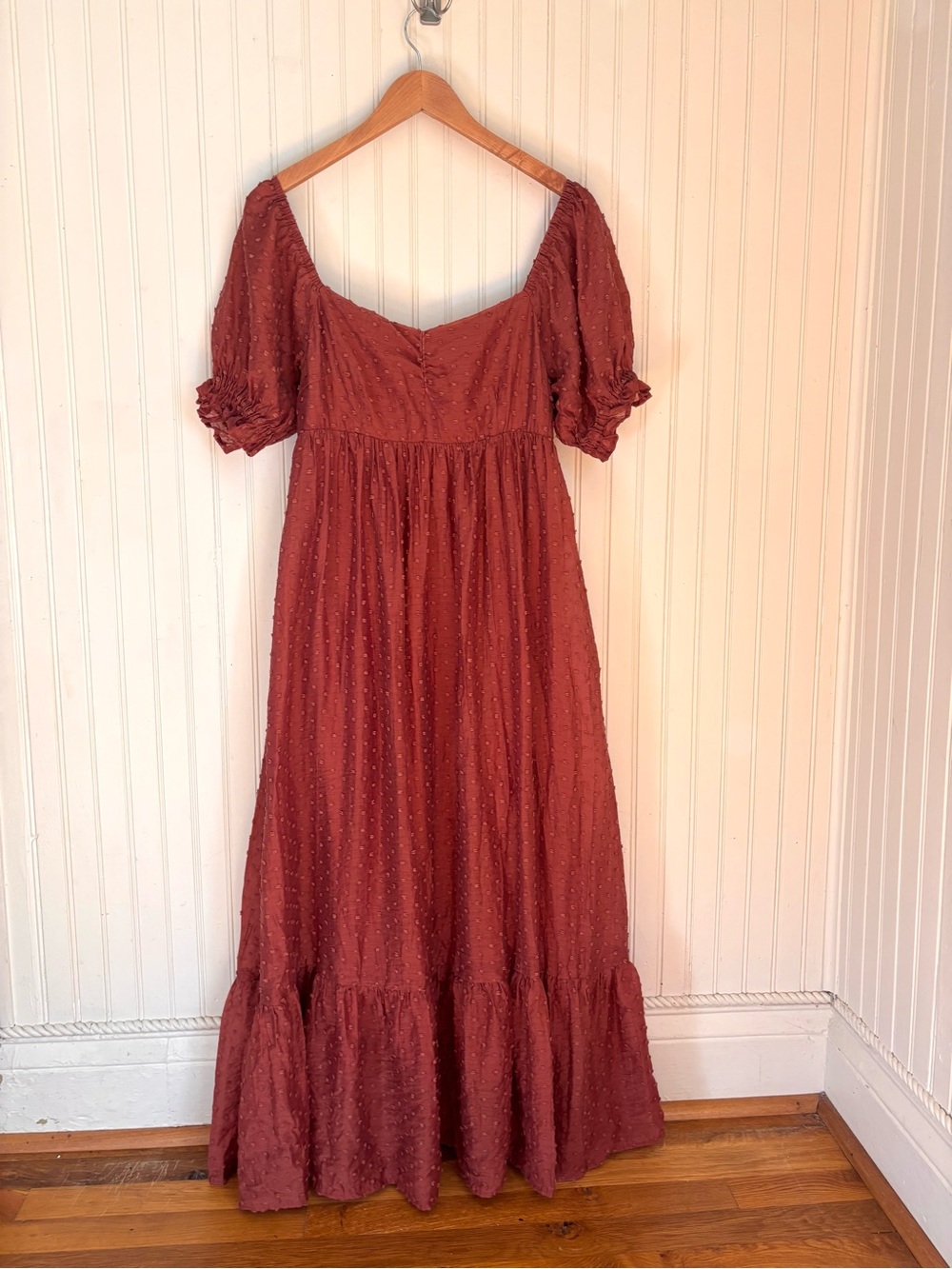 Noralee Women’s Large Rust Swiss Dot Maxi Dress